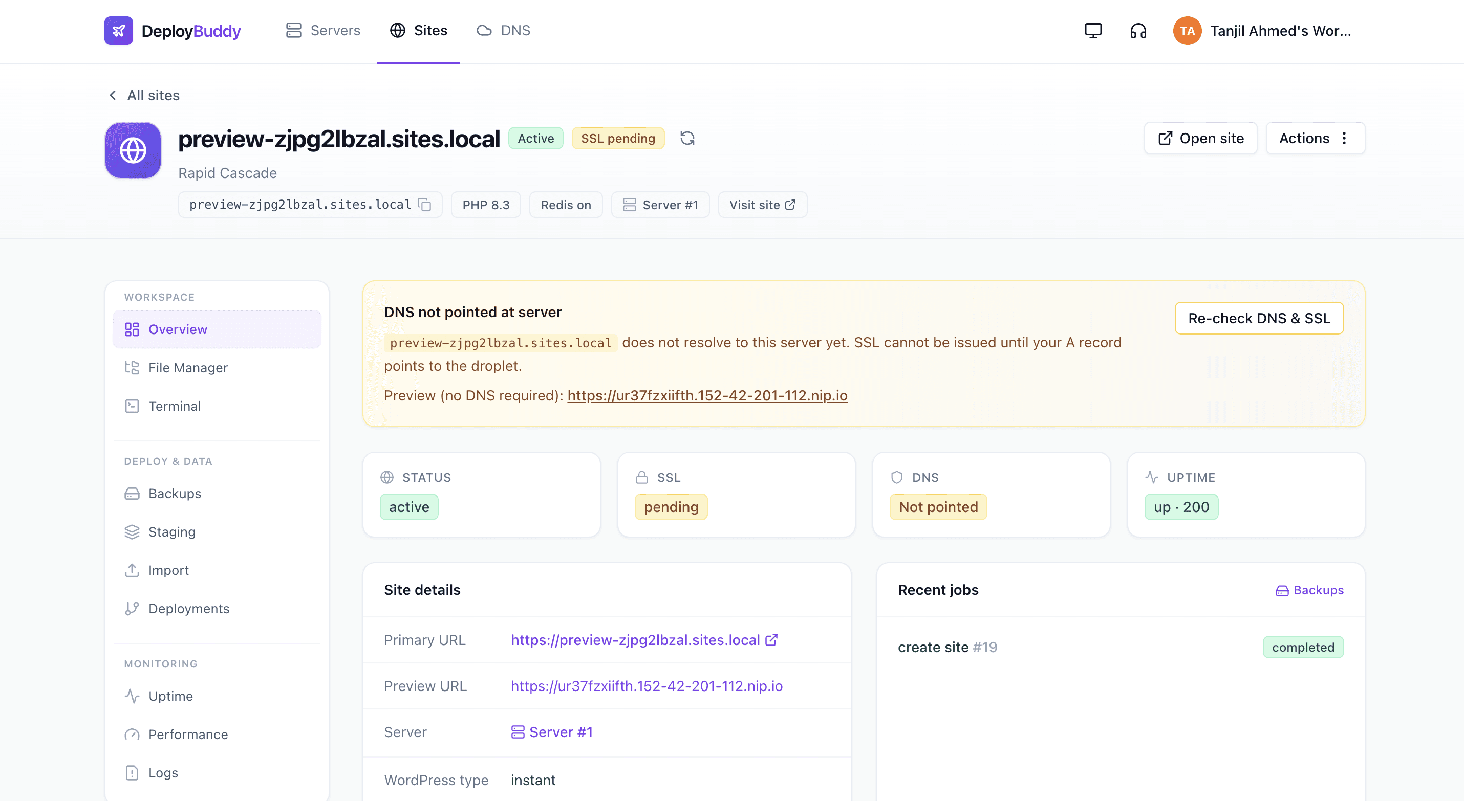 DeployBuddy dashboard preview